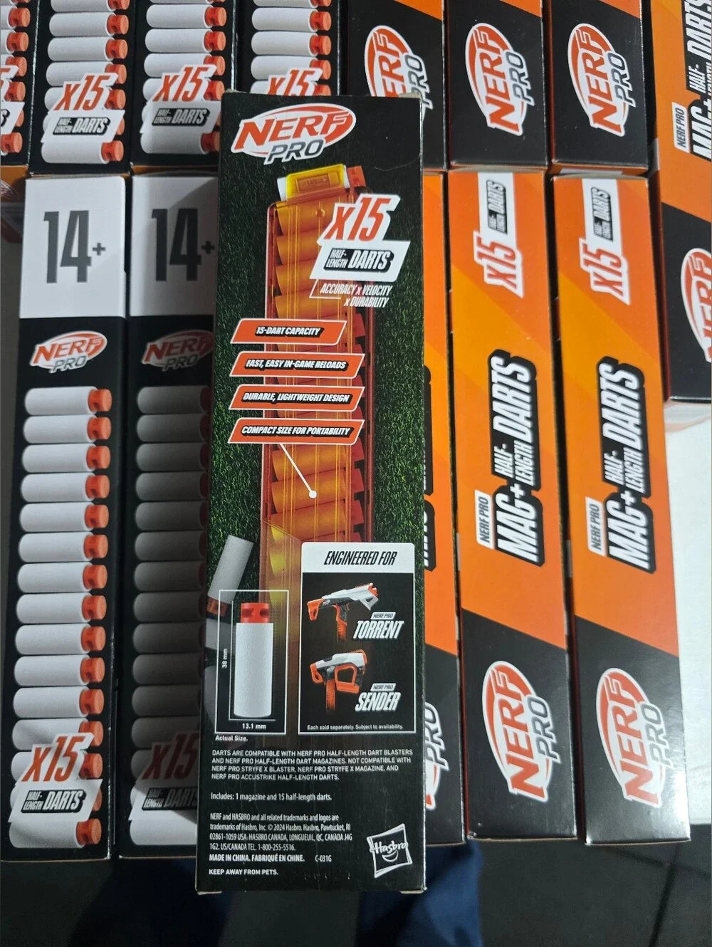 Nerf Pro Foam Darts Packs - Orange, White & Black 225 Darts 15 Mags